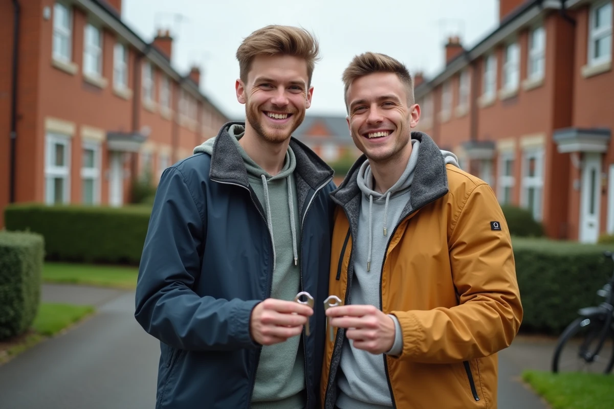 Jeune couple heureux devant leur nouvelle maison
